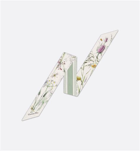 Dior Herbarium Mitzah Scarf Ivory and Light Green  